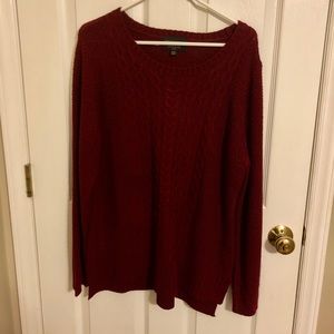 Burgundy cable knit women’s sweater